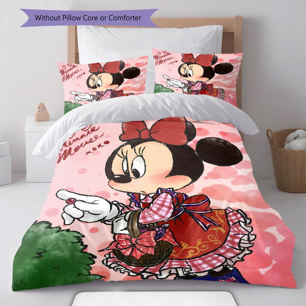 Sweet Polka Dot Minnie Mouse Pattern, The Perfect Choice for Decorating A Child's Bedroom. Warm and Comfortable Bedding Set.