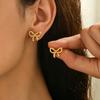 Sweet Butterfly & Bowknot Stainless Steel Earrings - Super Immortal Academy Style for Women