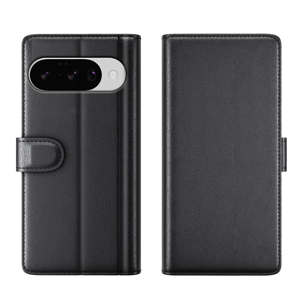 

For Google Pixel 10 Case Genuine Split Leather Phone Cover with Wallet Stand Brown