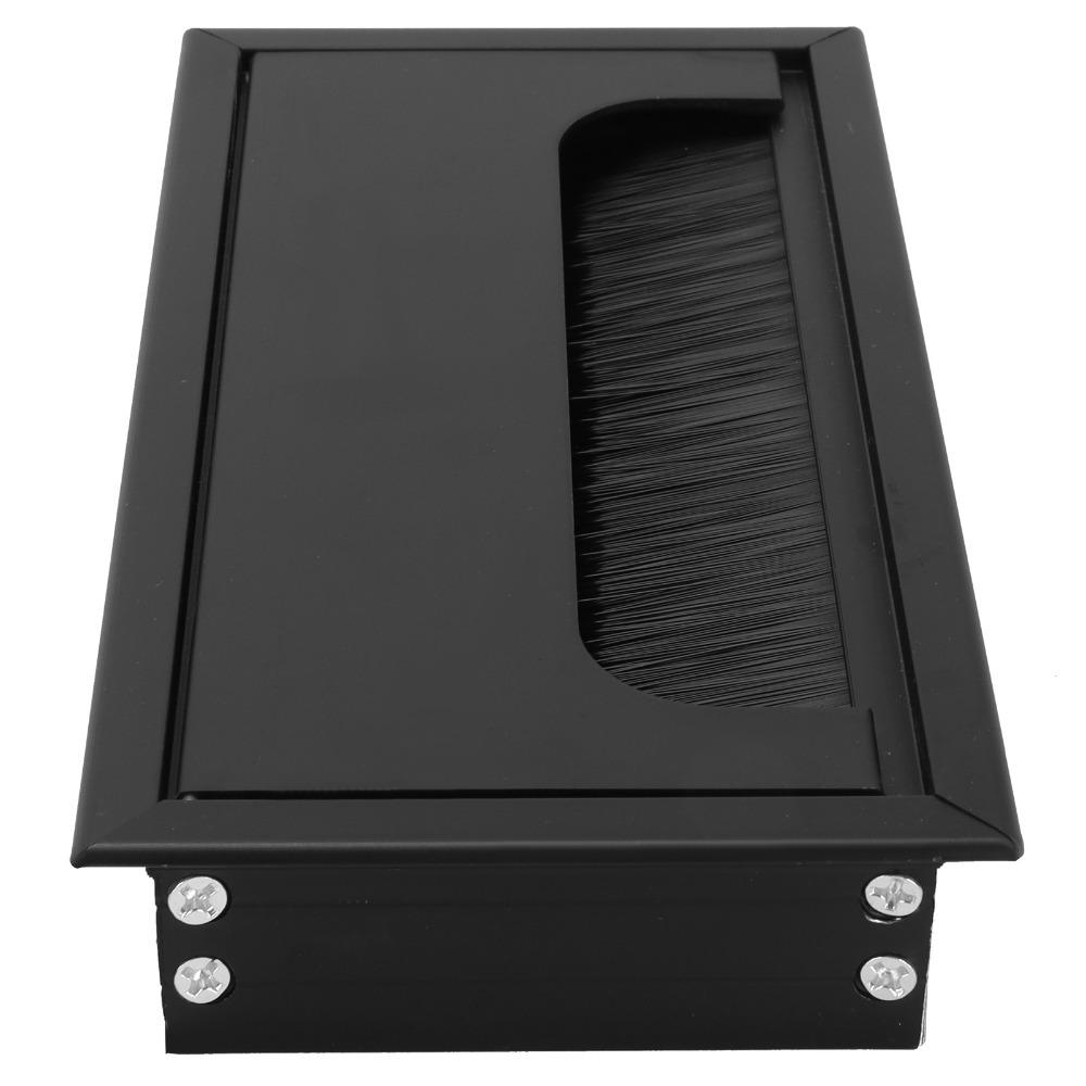 new Aluminum Alloy Wire Hole Cover Black Color Rectangular Cable Hole Cover Dustproof Desk Cord Hole Cover Home Office