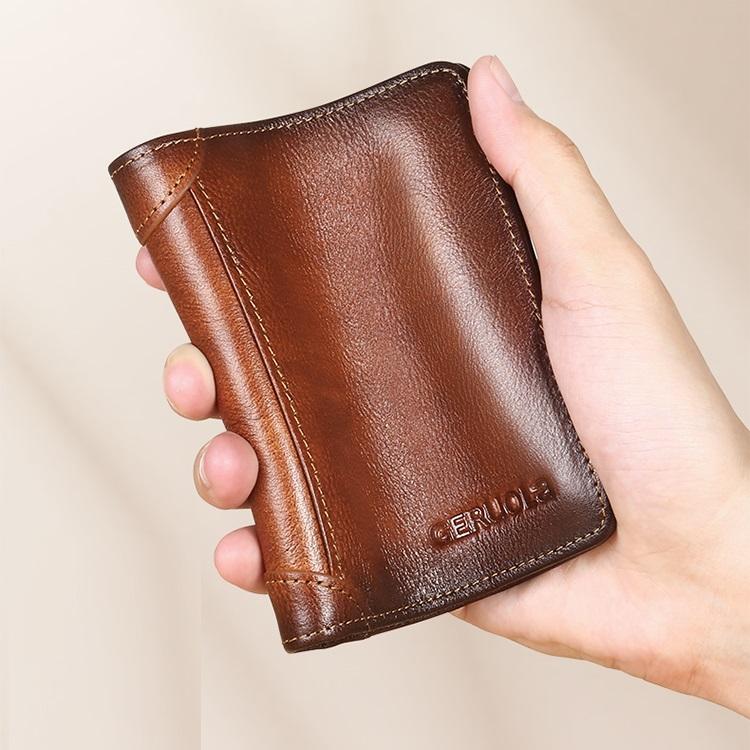 Men's Genuine Leather Anti-theft Multi-card Short Wallet