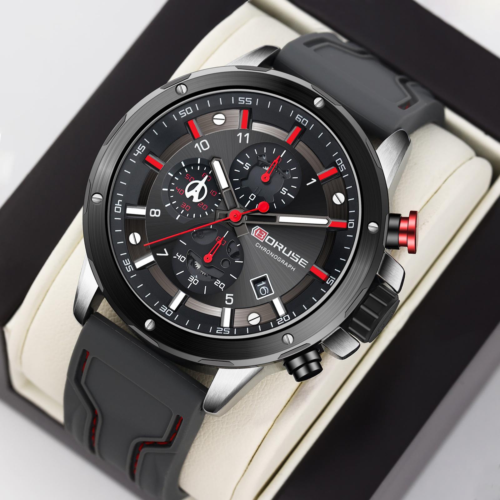 

Boruse Men S Silicone Strap Watch Fashion Waterproof Luminous Silicone Calendar Quartz Watch