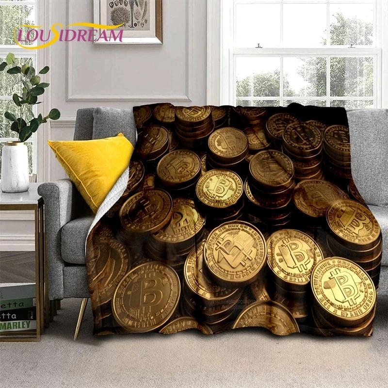 Bitcoin 3D Virtual Currency NFT Blanket,Soft Throw Blanket for Home Bedroom Bed Sofa Picnic Travel Office Cover Blanket Kid gift