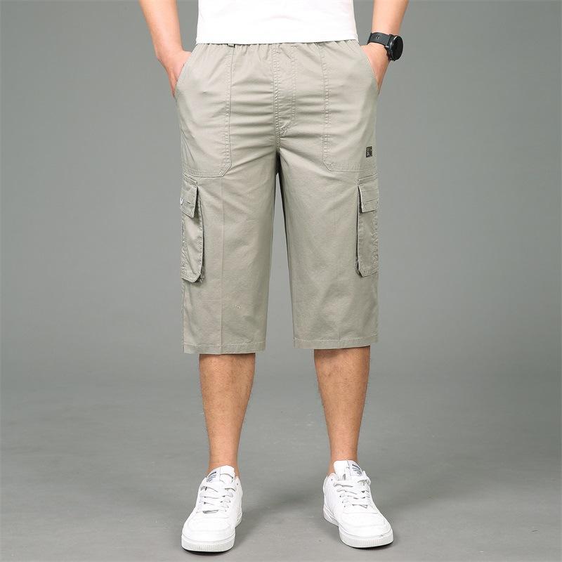 Summer Loose Straight Cropped Pants Large Size Tooling Sports Shorts Casual Middle Pants Dad Middle-aged and Elderly Shorts Breeches