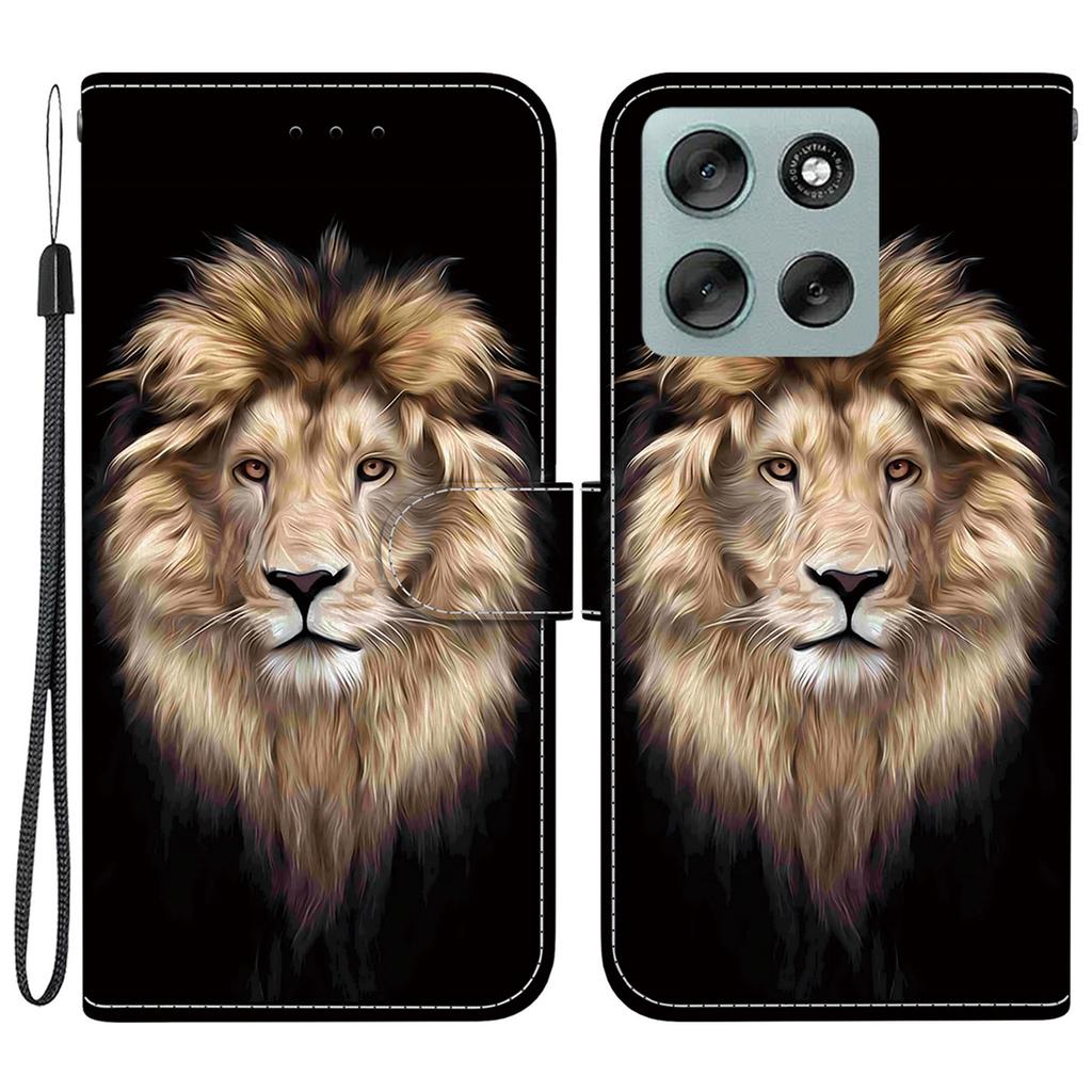 For Motorola Moto G56 5G Case Pattern Printing Anti-Drop Leather Flip Wallet Phone Cover with Lanyard