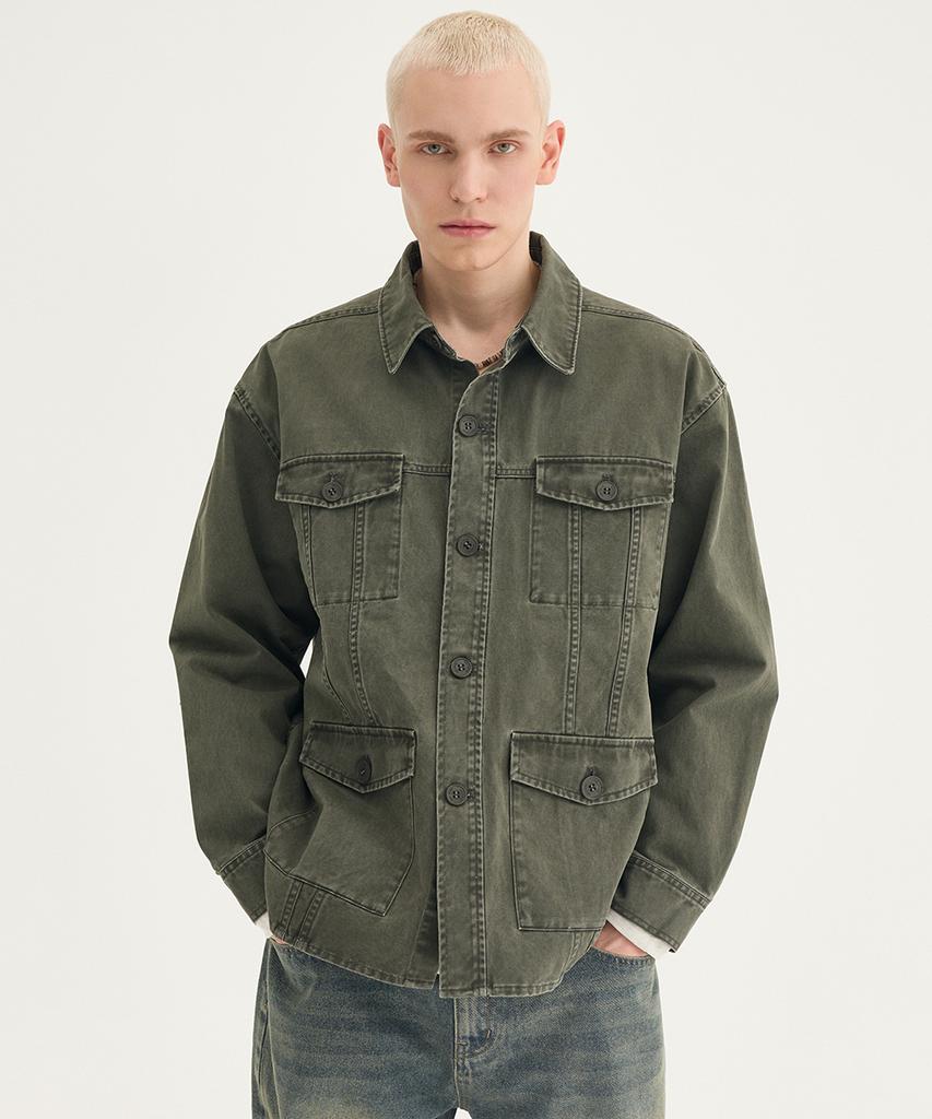 West Grand Boulevard Cooper Washed Cotton Chore Jacket Washed Khaki