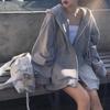 Sweat à capuche zippé à manches longues pour femme, coupe ample, sweat surdimensionné décontracté pour le streetwear quotidien