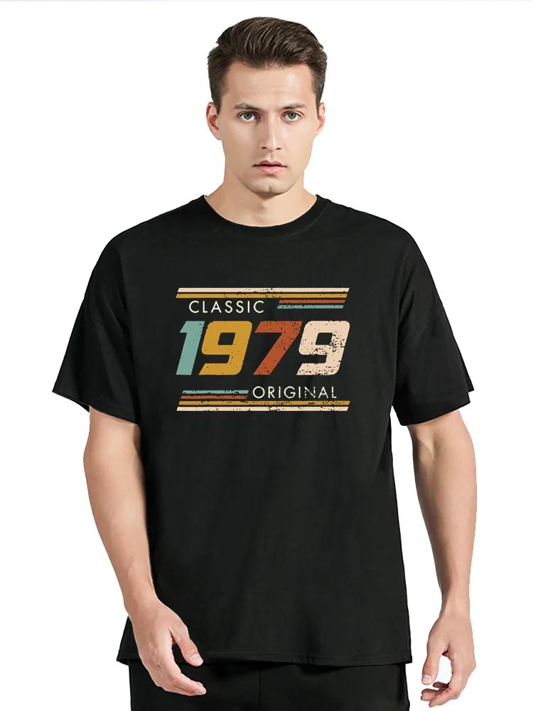 Lustiges 1979 Original Vintage T-Shirt Sommer Grafik Baumwoll-T-Shirt Streetwear Kurzarm Geburtstagsgeschenke T-Shirt Herren Kleidung