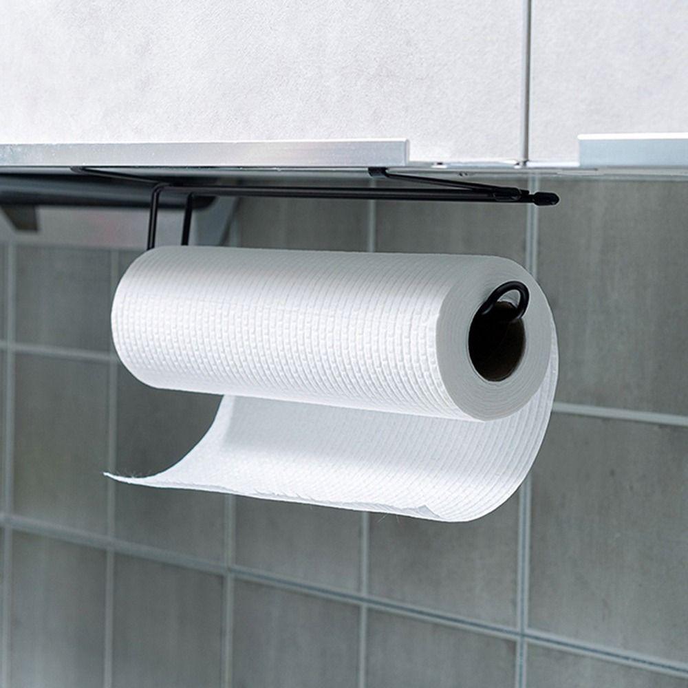 Wall Mounted Under Cabinet Paper Towel Holder Minimalist Cling Wrap Storage Rack  Toilet