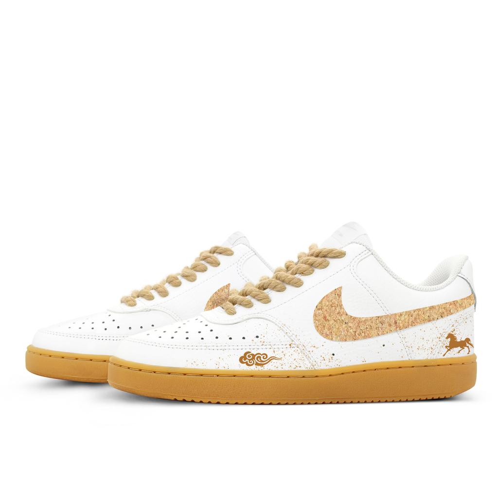 Nike Court Vision 1 Horse Stepping On Auspicious Clouds, Shopping Bag Included Abrasion Resistant Low top CD5463-105(TEAM795-)