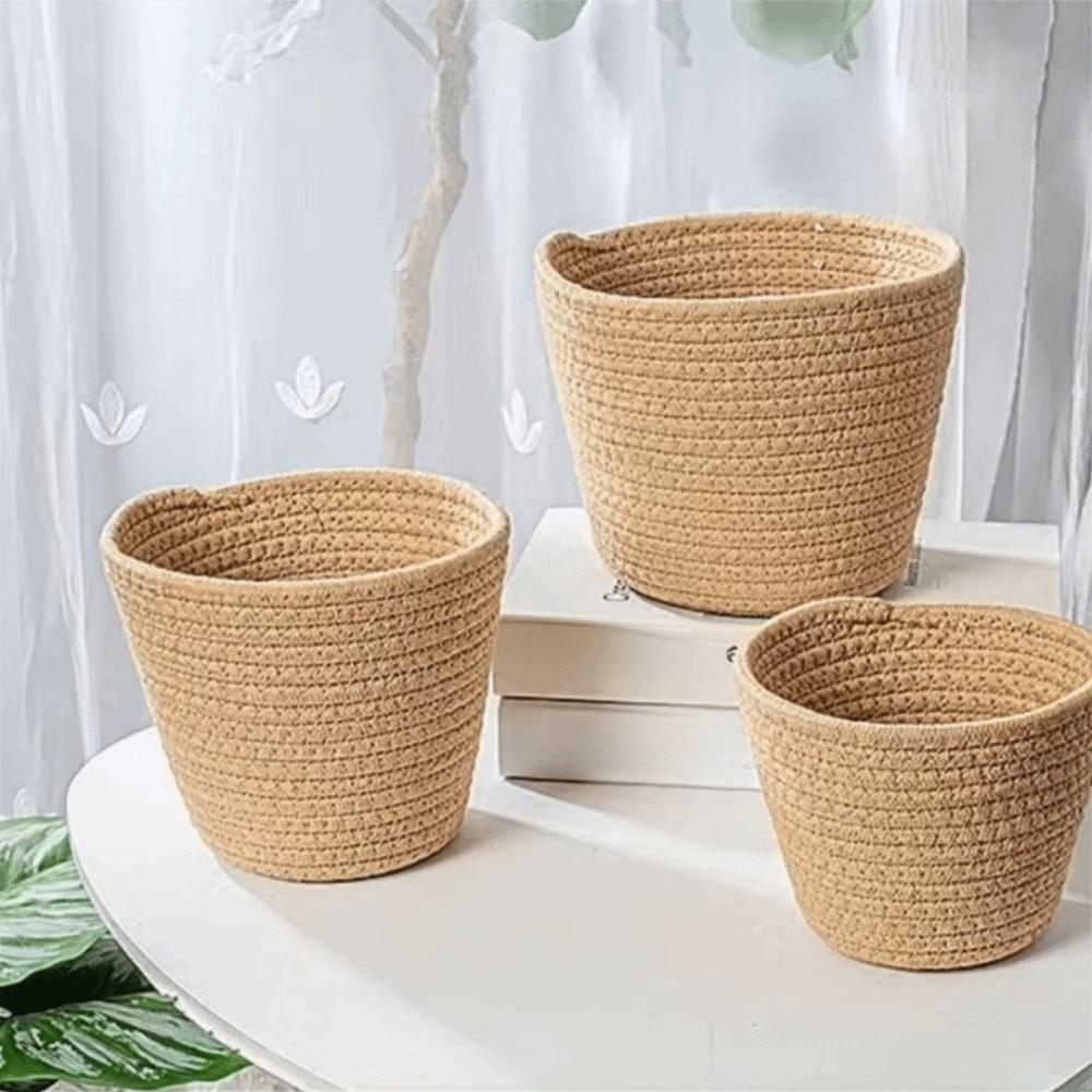 Modern Cotton Rope Woven Basket Nordic Style Woven Flowerpot Storage Basket  Garden Use