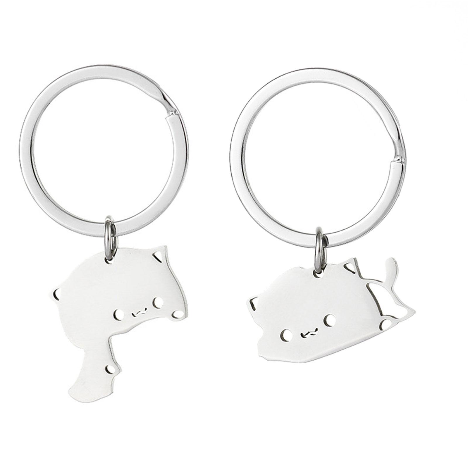 

2Pcs Cute Cat Keyring Cat Jewelry Best-Friends Keychain Cat Person Keychain Cat Mother Gift Couple Keychain Jewelry 1