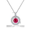 Zhou Hengfu S925 Sterling Silver Cultured Ruby Retro Necklace for Women - Light Luxury, Unique Design