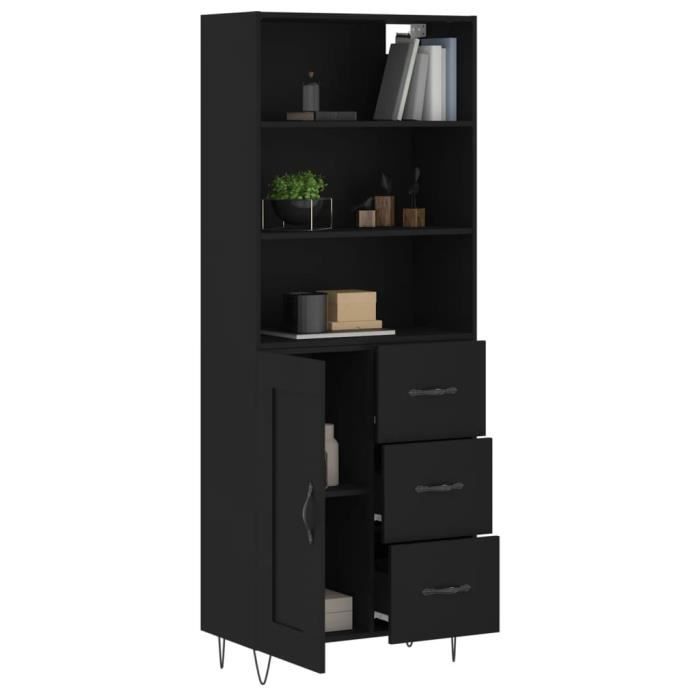 VidaXL Buffet haut Noir 69,5x34x180 cm Bois d'ingénierie 3190014