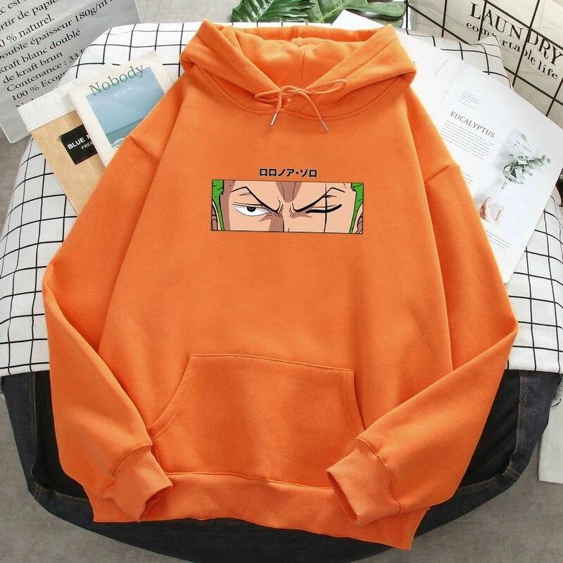 Roronoa Zoro Print Hoodies Unisex One Piece Anime Sweatshirts Hooded Long Sleeves Hooded Pockets Streetwear Clothes