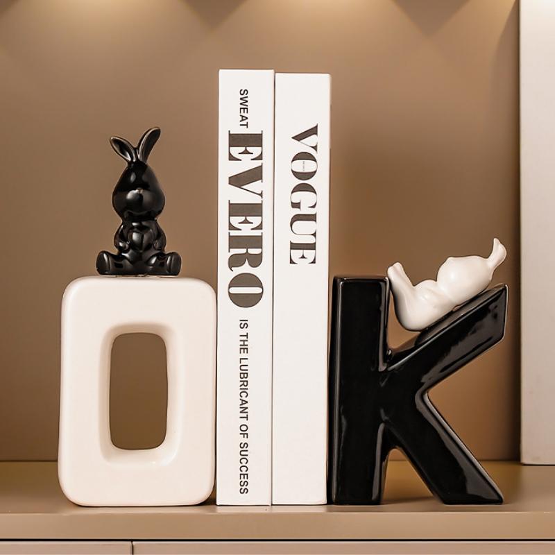 Ceramic Abstract Figure Statue Book End Reader Figurine Nordic Modern Simple Home Decoration Bookshelf Desk Bookends Ornaments