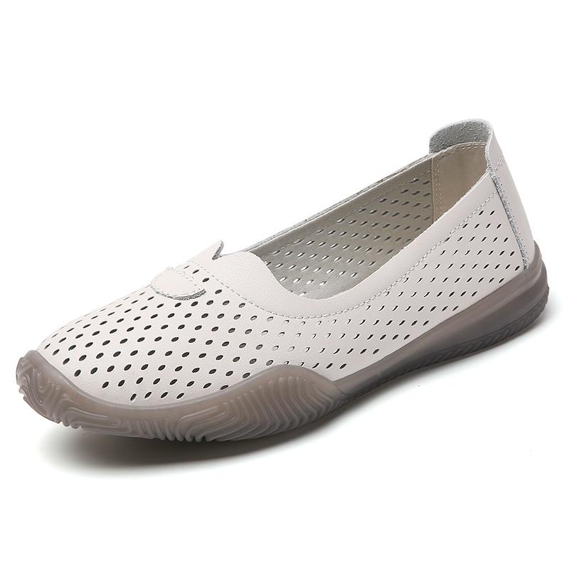 Fashion Women'S Summer New Mesh Sole Soft Mouth Lazy Casual Shoes Breathable Mesh Fabric Mom Soft Sole Shoes Flat Bottom