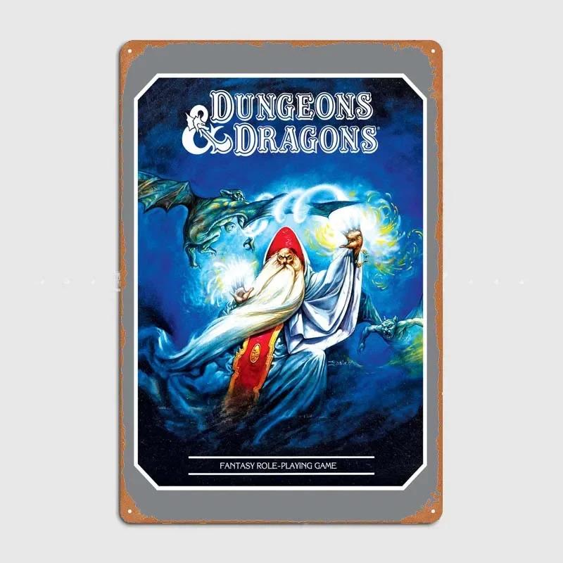 D-Dungeons And Dragons Posters Bedroom Decoration Game Signs Wall Art Vintage Metal Tin Sign for Gamer Room Wall Decoration Home