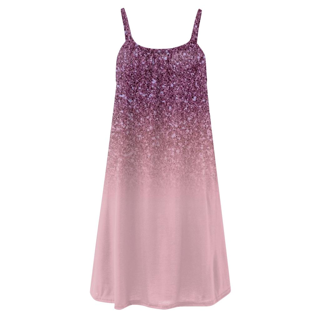 Women's Fashion Casual Loose Print Suspender Beach Sundress Loose Sleeveless Dress