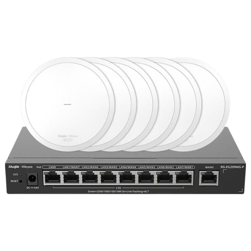 Ruijie Wi-Fi 6 Ceiling-Mount AP Mesh System 1-to-6 Set (CN version)