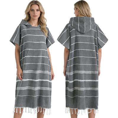 1pcs Cotton Turkish Towel Poncho Surf Poncho Changing Towels Wearable Towel Hooded Swim Robe With Pocket Swim Cover Up Beach Towel For Adult Man