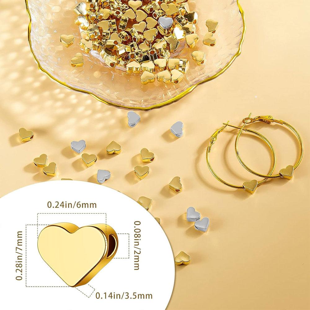 100/200/400 herzförmige Perlen, Abstandshalterperlen, Perlen mit kleinem Loch, herzförmige DIY-Perlenarmbänder, Halsketten, Ohrringzubehör, handgefertigter Schmuck