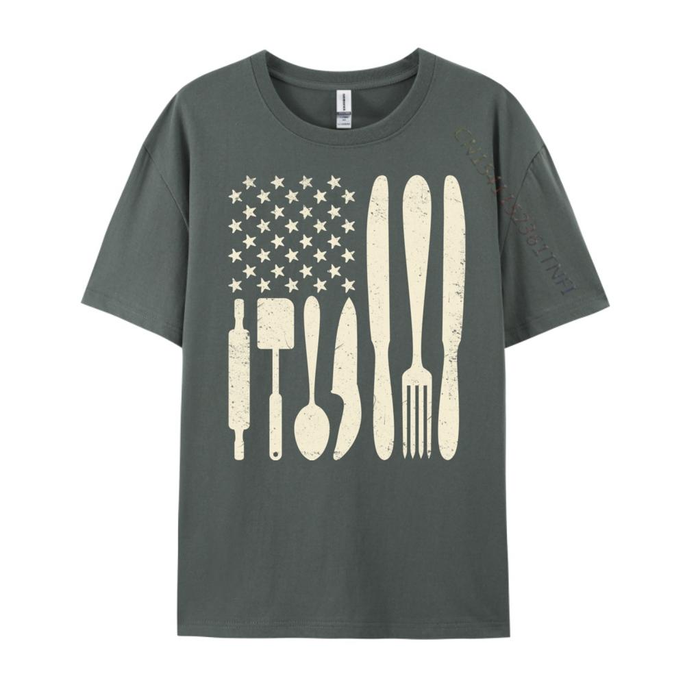 Kochmesser Amerikanische Flagge Patriot Einfaches Hemd Herrenkleidung Markenkleidung Herren Geschenke Vegan