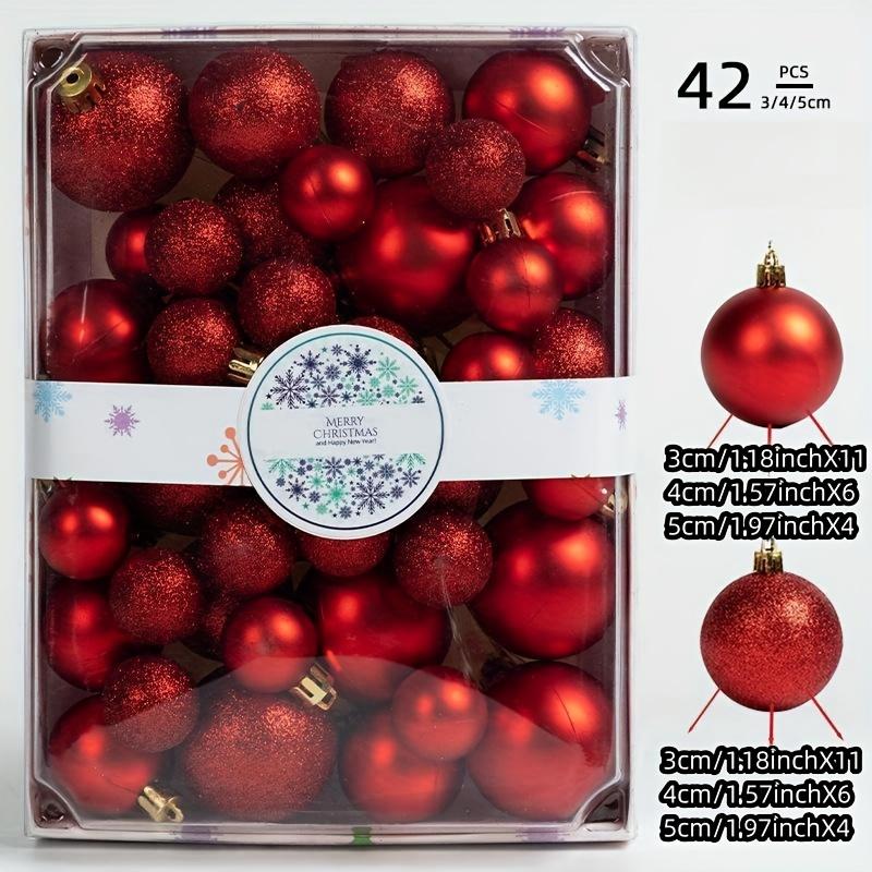 42pcs Classic Christmas Ornament Set - Assorted Colors, Round Plastic Hanging Balls for Tree Decoration, for Christmas