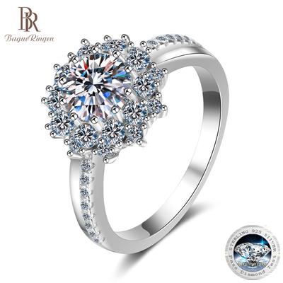 Trendiger Damen-Ring S925, 1 Karat Moissanit, Labordiamant, massives Silber 925, Schmuck, Verlobung, Hochzeit, Jahrestag, Geschenk
