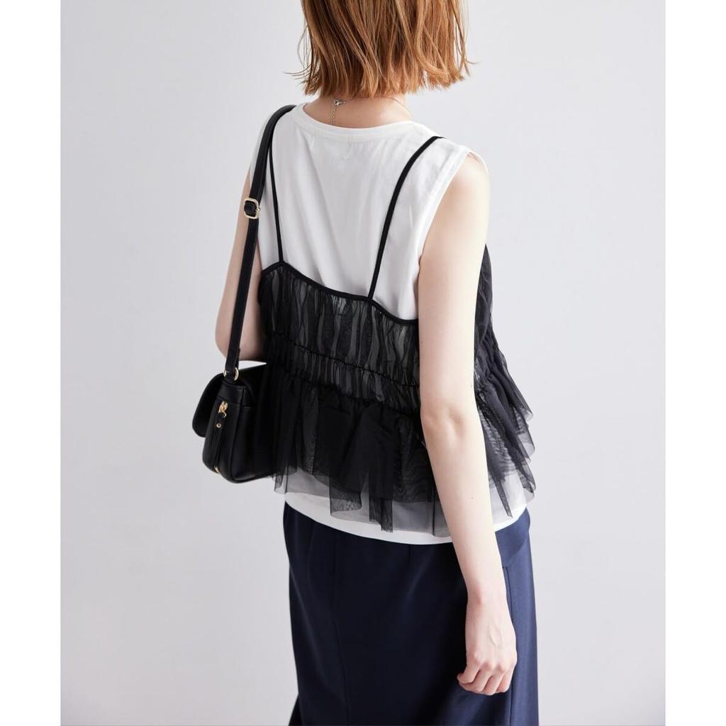 ROPE PICNIC Shirred Tulle Camisole Women's Set, Off-White (16)