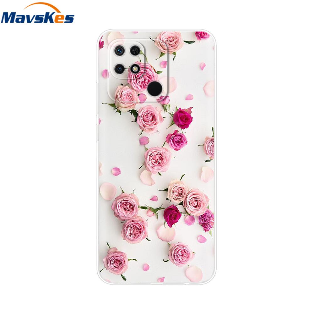 For Redmi 10C Case Clear Heart Flower Soft Silicon Phone Cover For Xiaomi Redmi 10C Coque redmi10C 10 C Fundas Bumper Shockproof