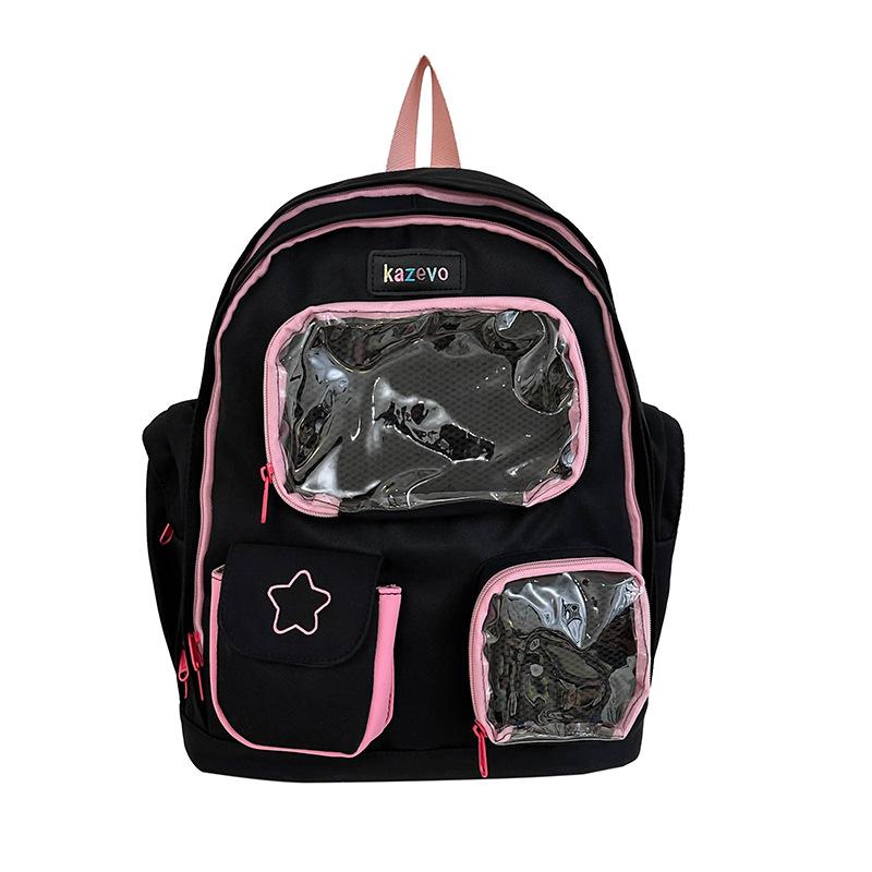 New Transparent Pain Bag Simple Middle School Students Backpack Korean Version Casual Large Capacity Japanese Ins Small Fresh Backpack