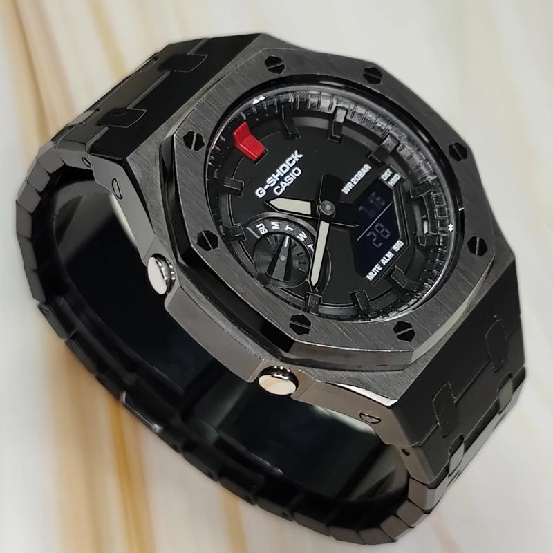 CASIO Men Liquid Crystal,Analog Dual Display Series 44mm Black Watch GA-2100-1A1(Watch3--)