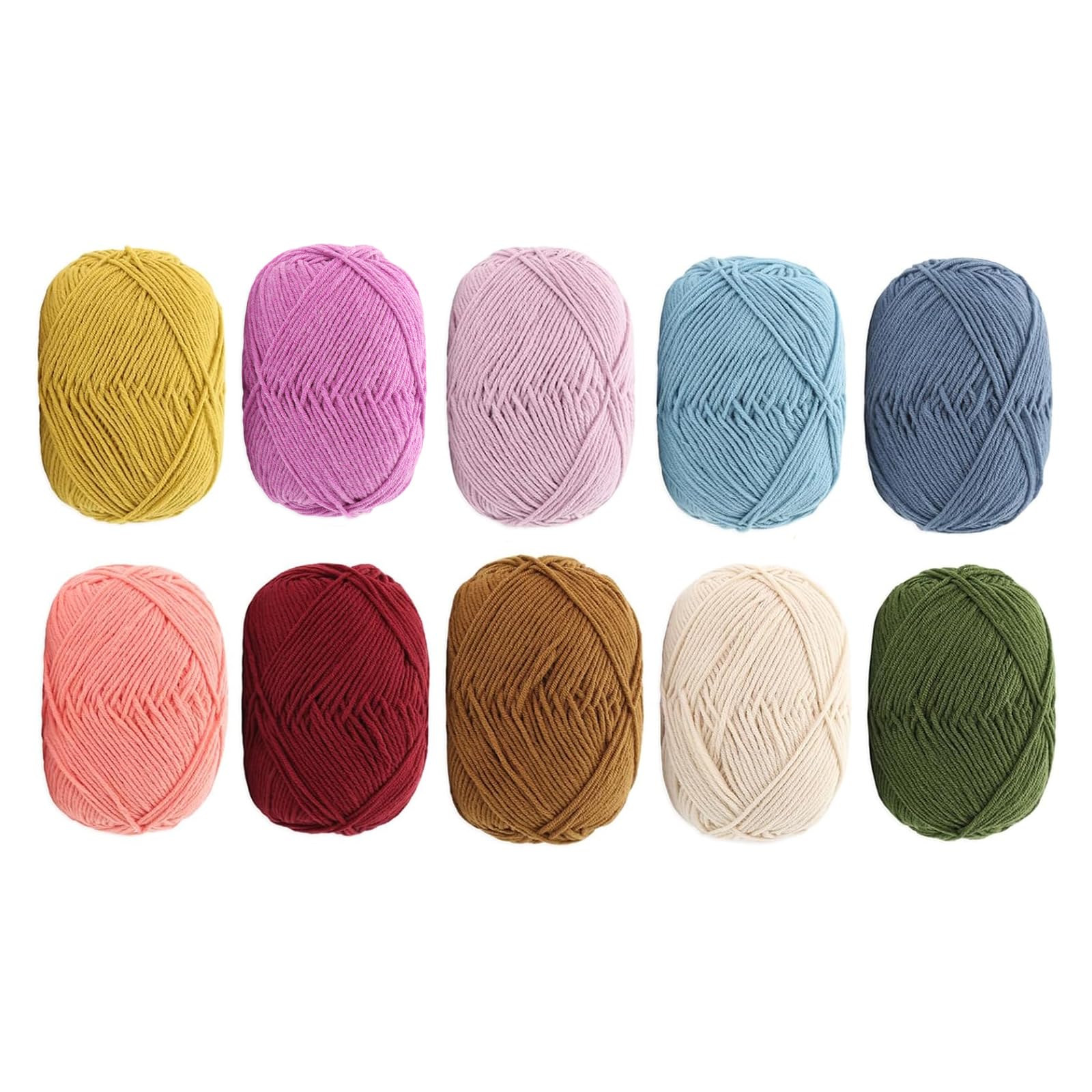 

YINKE Cotton 40g Ball for and Accessories Yarn, (Approx. 130m), 10-Color Set, Crocheting, Knitting, (Color 2)