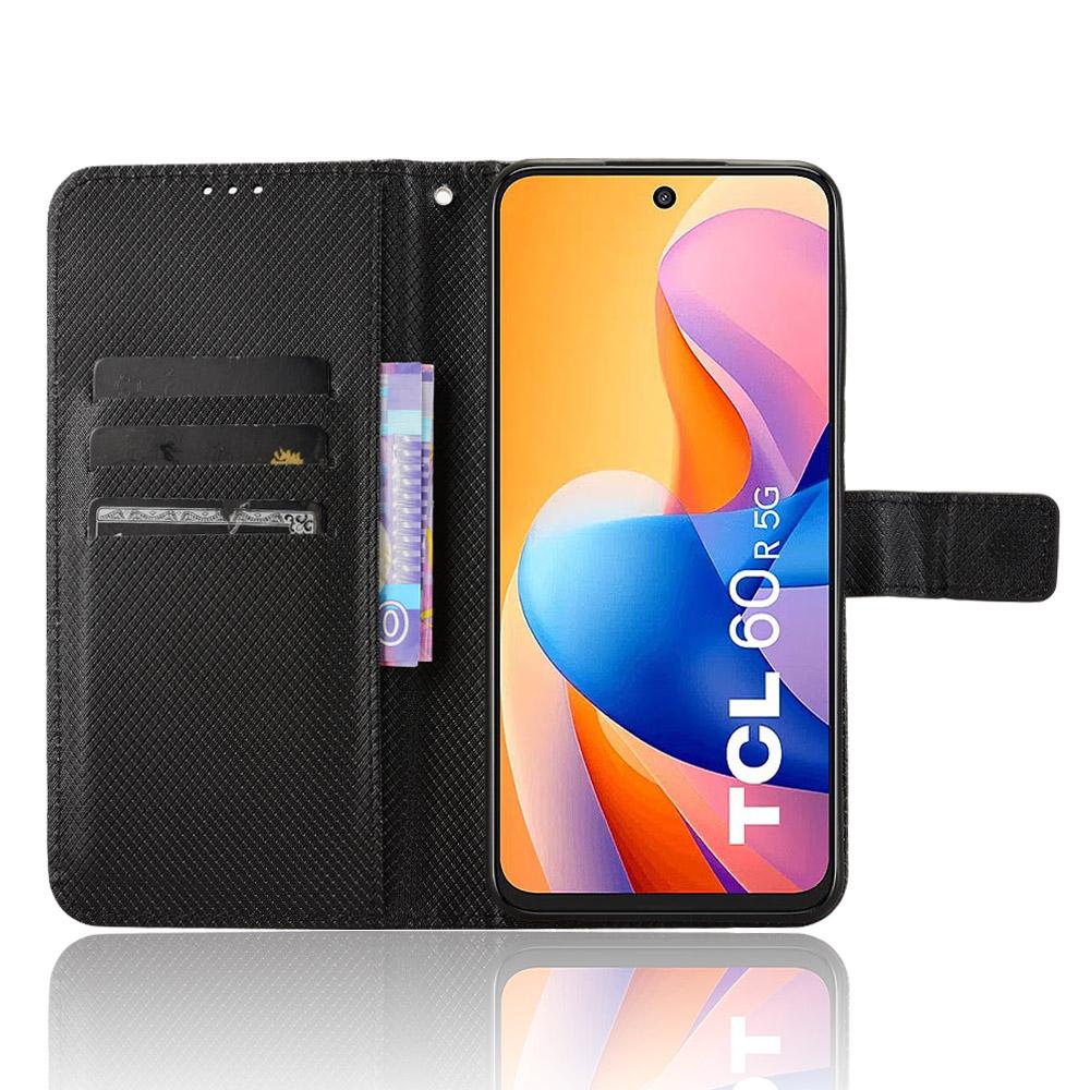

For TCL 60R 5G Case PU Leather Diamond Texture Wallet Phone Cover Purple