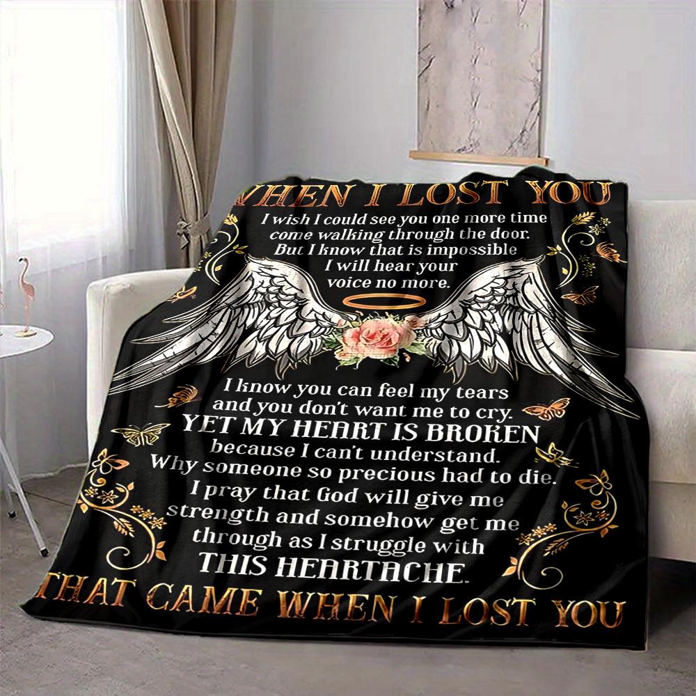 1PC Angel Wings Memorial Print Blanket, Soft Throw Blanket - Warm & Cozy for Couch, Bed, Office, and Travel Yy250912172