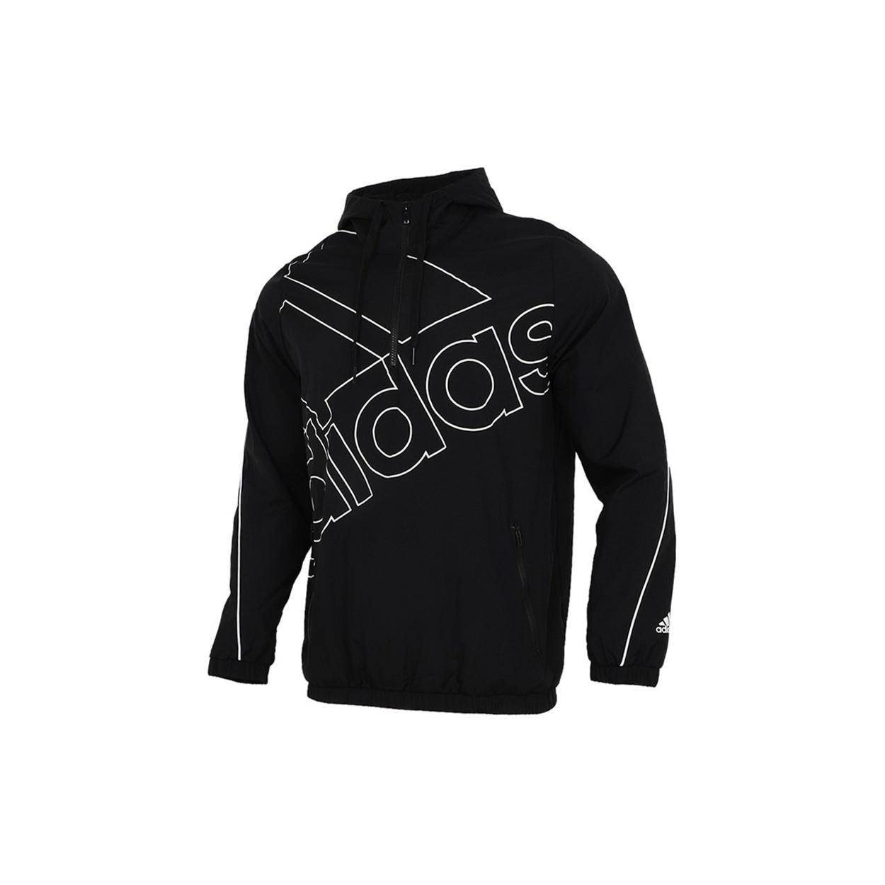 adidas M Favs Q1 Wb Large Logo Printing Sports Hooded Jacket Black Men s GK9439 S
