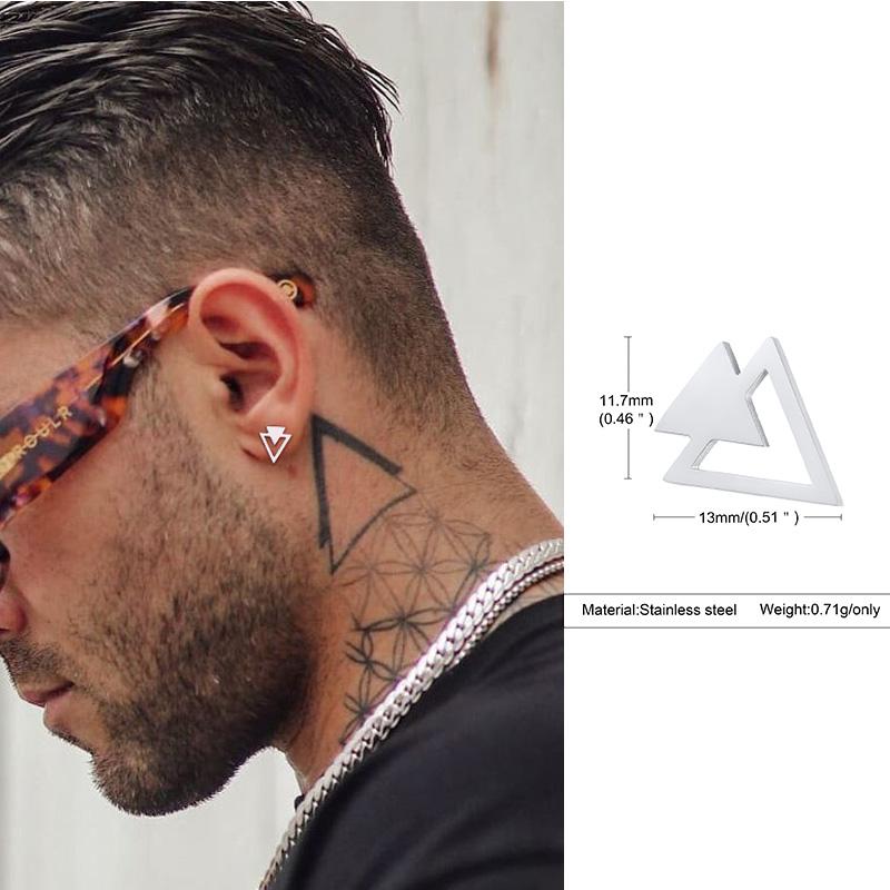 Stud Earring Men,Stainless Steel Double Triangle Arrow Arrowhead Geometric Minimalist Stud Earrings,Simple and Elegant Jewellery