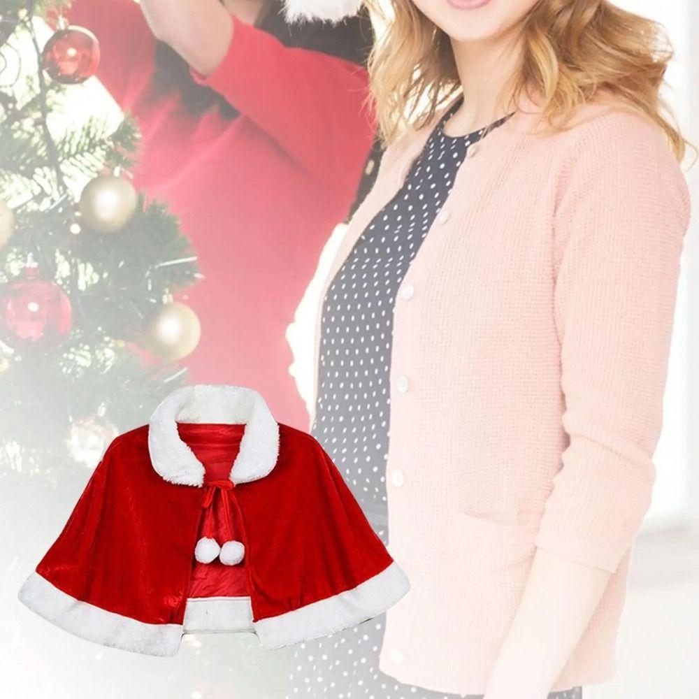Santa Claus Costume Christmas Shawl Women Girl Party Costumes Velvet Cape Cloak  New Year Gifts