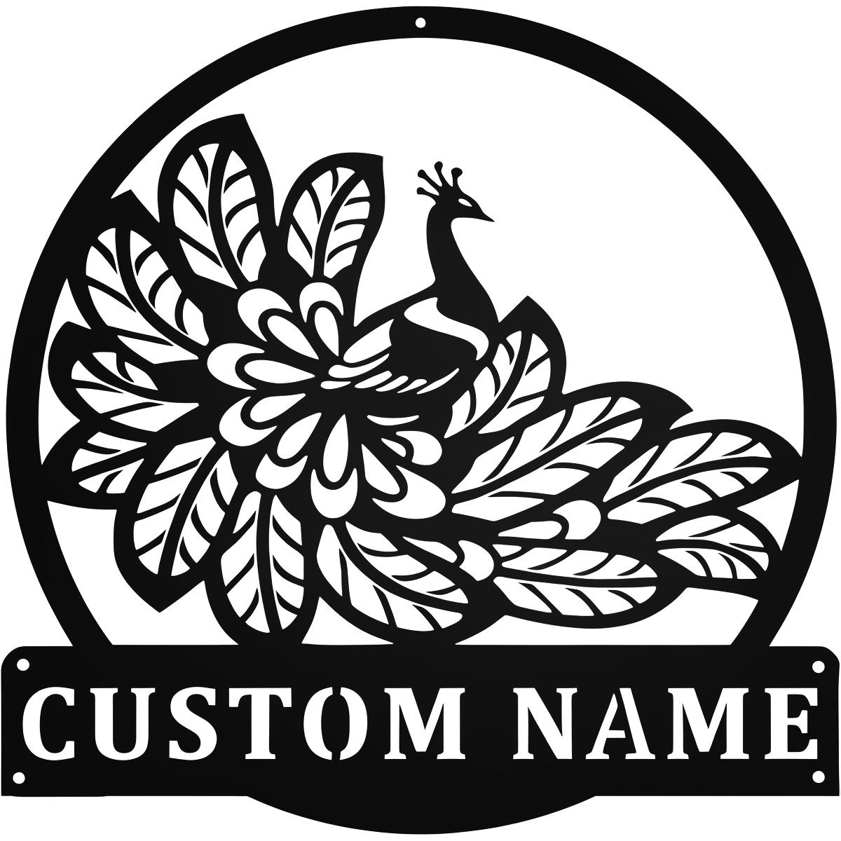

Metal Wall Art Peacock Sculpture Vintage Home Decor Custom Name Sign Indoor Outdoor Gift