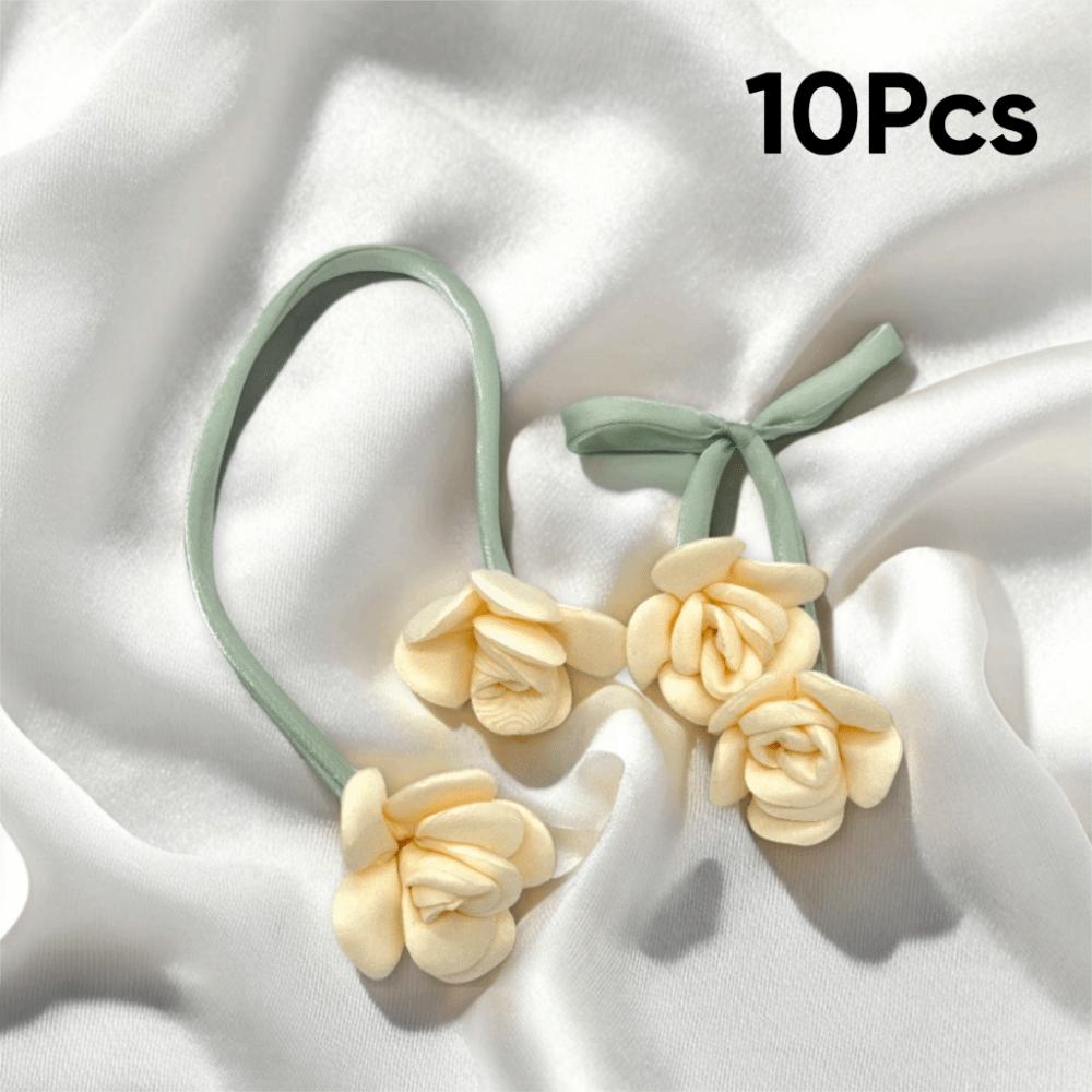 

10Pcs Handmade Double Head Rose Flowers DIY Craft Crochet Decoration 3D Flower Patches Artificial Rose Bow Flowers жёлтый