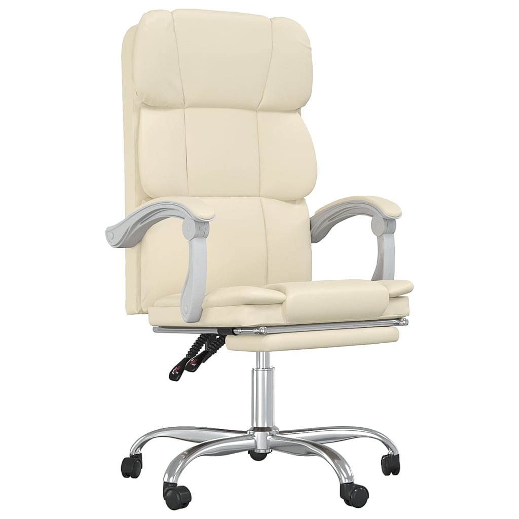 Office Chair with Reclining Function Cream Faux Leather