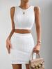 Europäisches & Amerikanisches Damen Sommer Einfarbig Gestricktes Jacquard Camisole Weste und Bodycon Rock Set