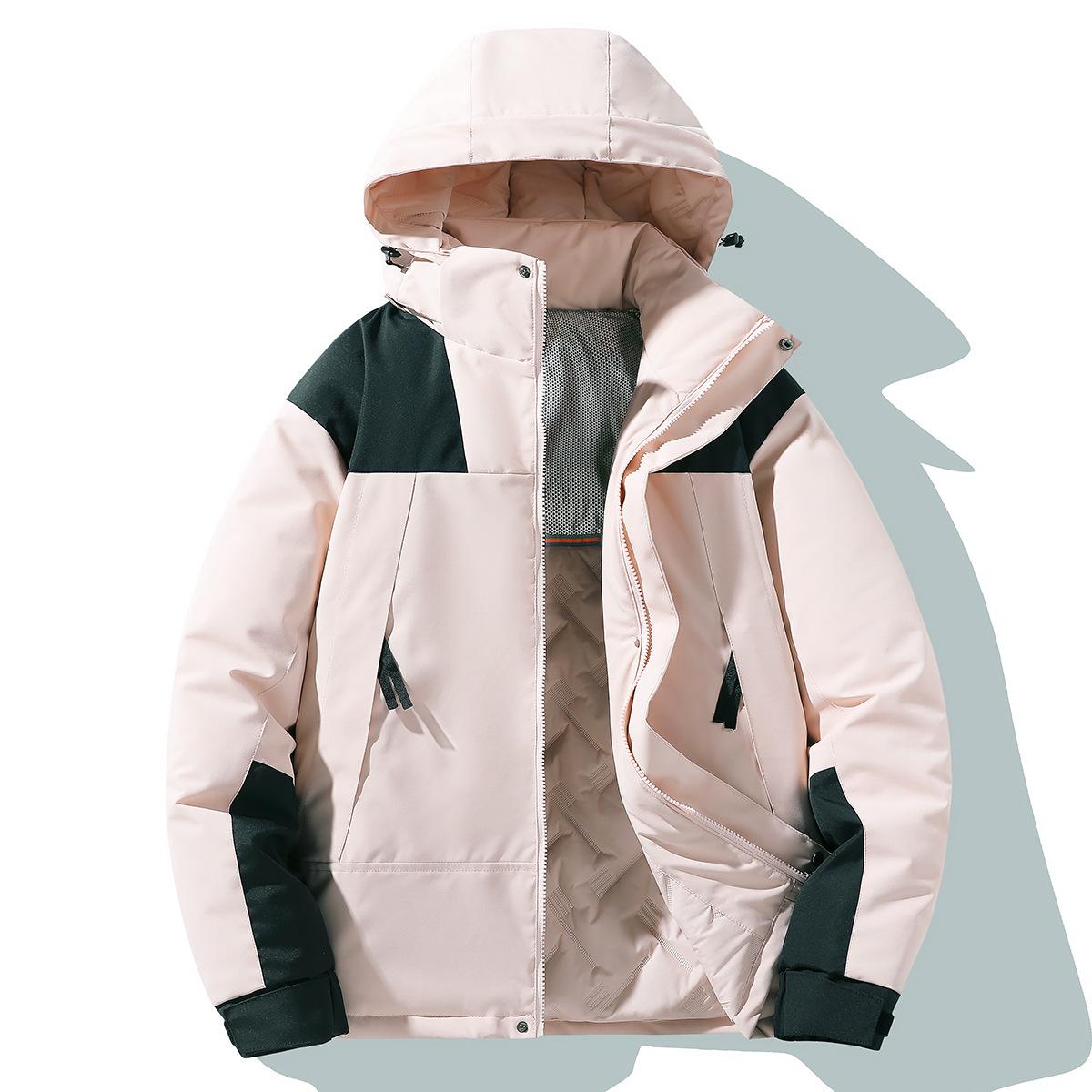 

Winter Cotton Jacket for Men s Same Graphene Warm Cotton Jacket for Men, No Cotton Stain-proof Waterproof Couple Cotton Jacket S розовый