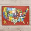 Delightful Appealing 8x12 Inch Red USA Map Road 66 License Plate Sign - Vintage Plaque for Garage, Bar & Home Wall Decor