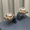 New Full Diamond Hollow Four-leaf Clover Stud Earrings, Raw Earrings, Lucky Grass Ear Jewelry.