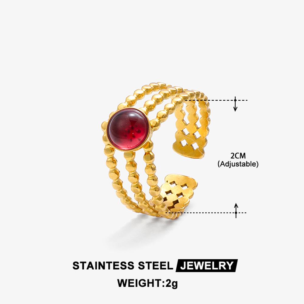 Bohemian Turquoise Adjustable Stainless Steel Ring - Geometric, Non-Fading