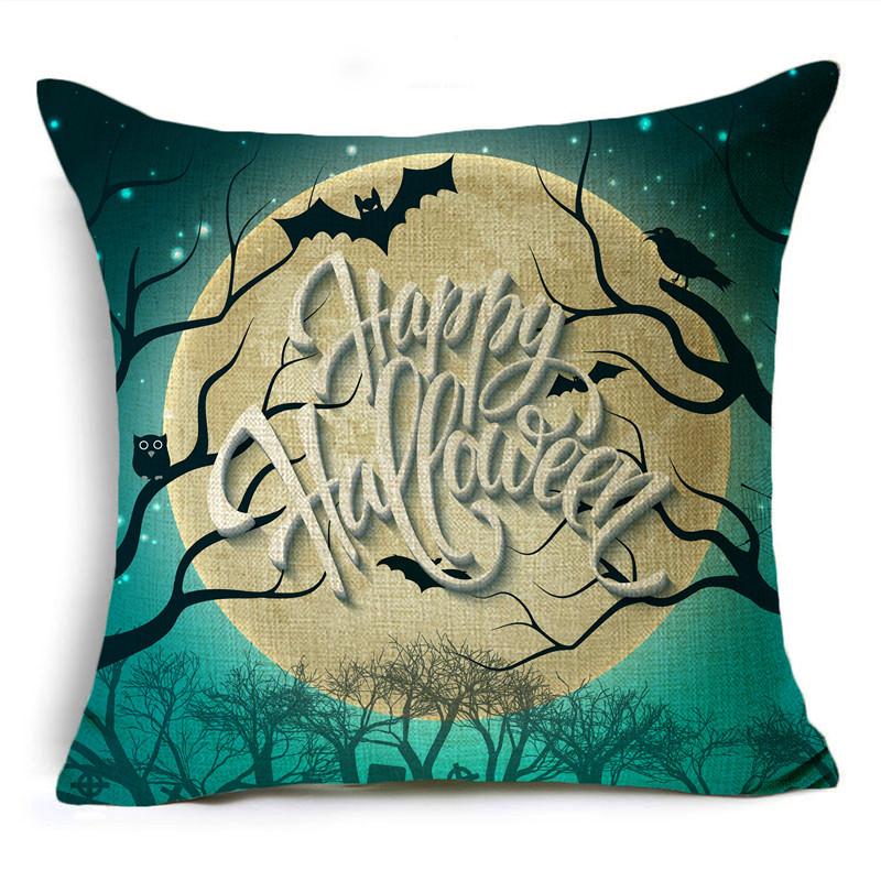 Halloween Pillow Cover Dark Moon Night Festive Atmosphere Sofa Decoration Waist Pillow Cushion Cover 40*40cm/45*45cm/50*50cm