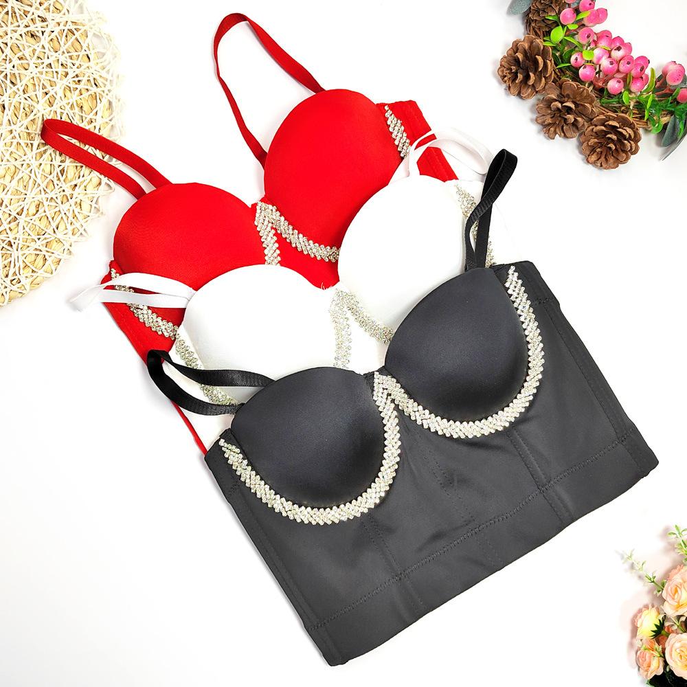 2024 Vest Rhinestone Corset Anti-Exposure Comfortable Body Shaping Wrapped Chest Push up Breathable Bra Outer Wear Bustier