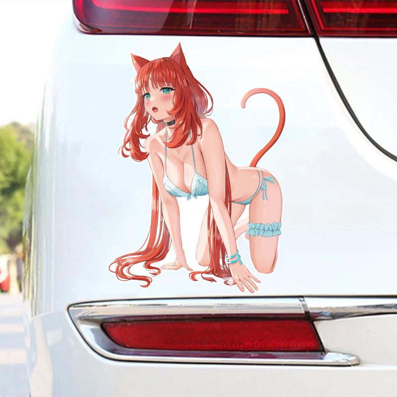 DM72#15cm Hravé a zábavné Anime Girl Vinylová samolepka na auto Vodotěsná vinylová samolepka Autodoplňky Dekor